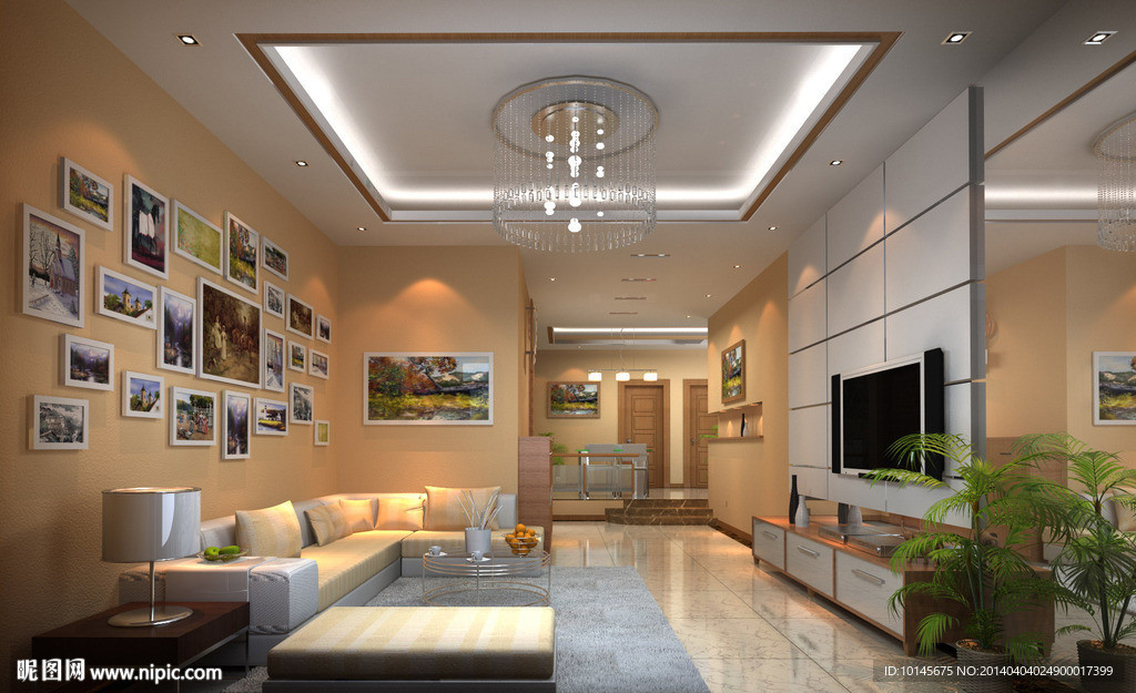 现代客厅餐厅整套模型