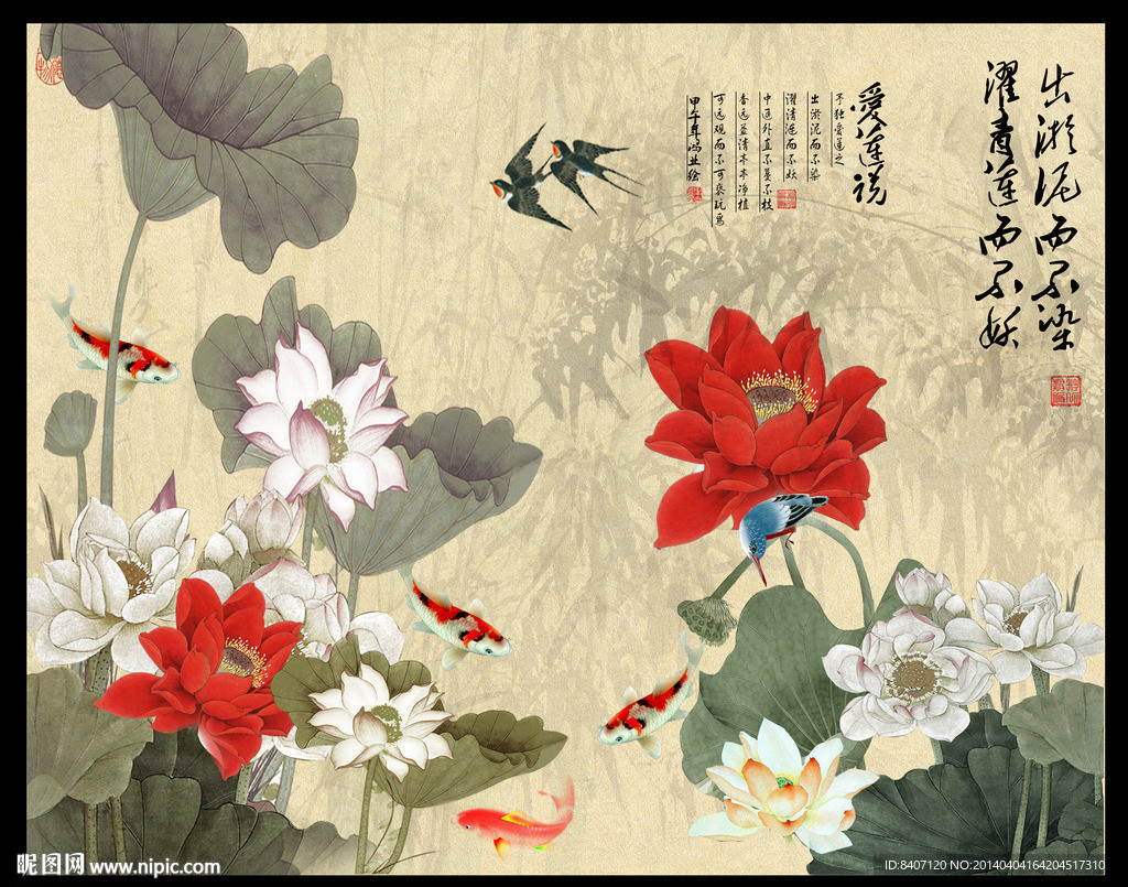 荷花 国画