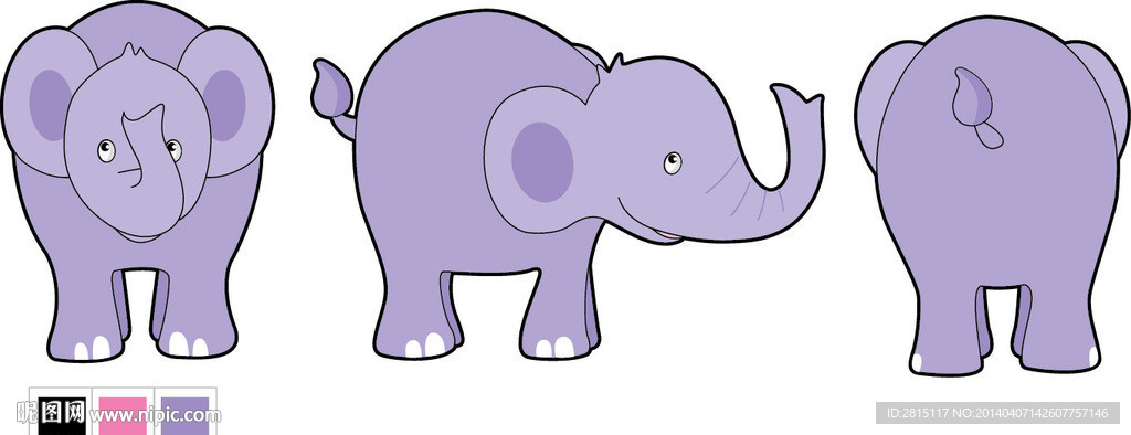 多角度手绘大象设计