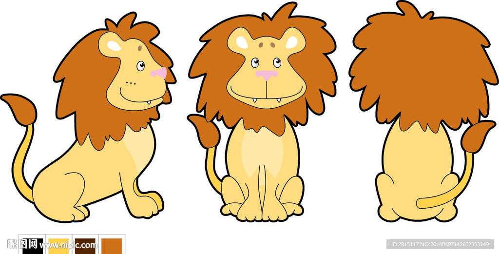 多角度手绘狮子设计