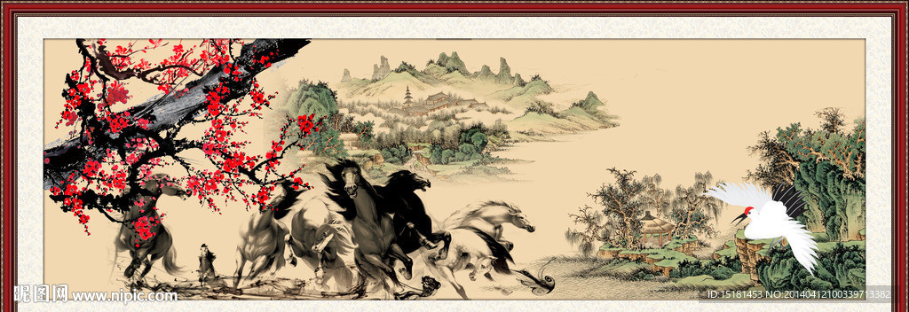 国画八骏图