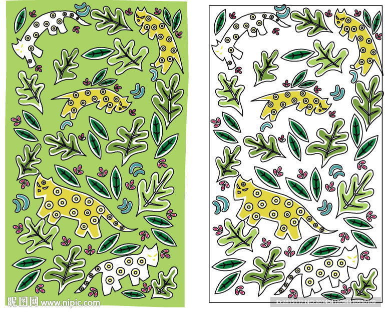 矢量花草纹理背景