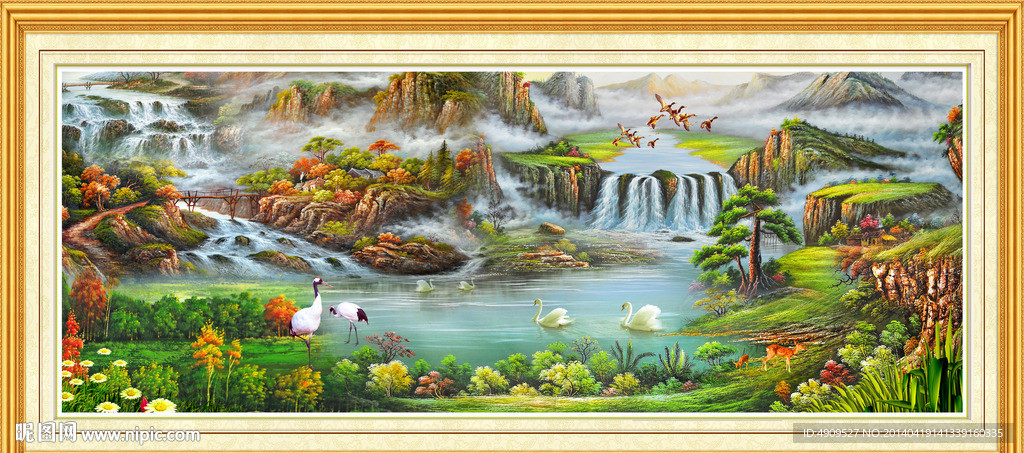 聚宝盆山水画