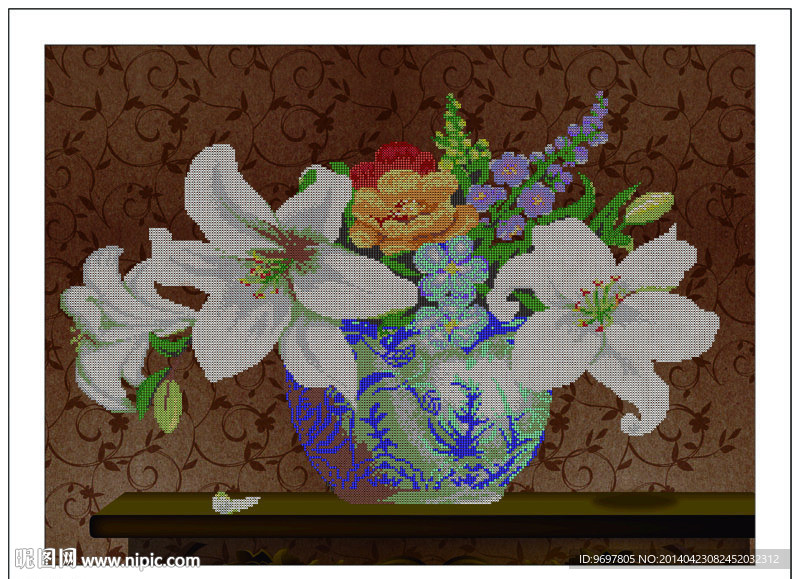 百合花钻石画