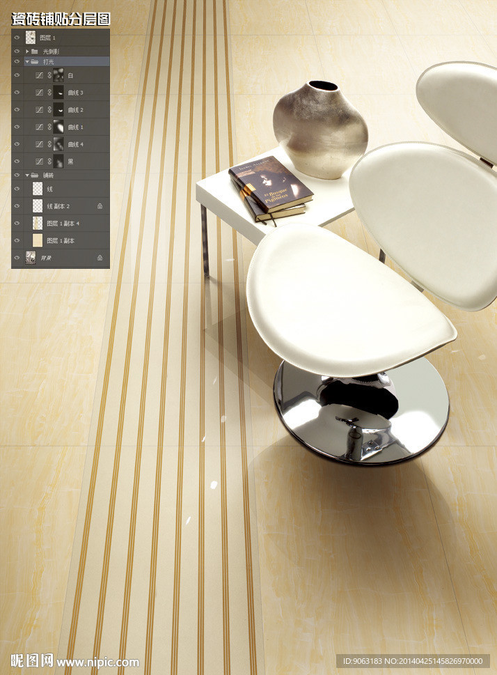 特写瓷砖铺贴分层图