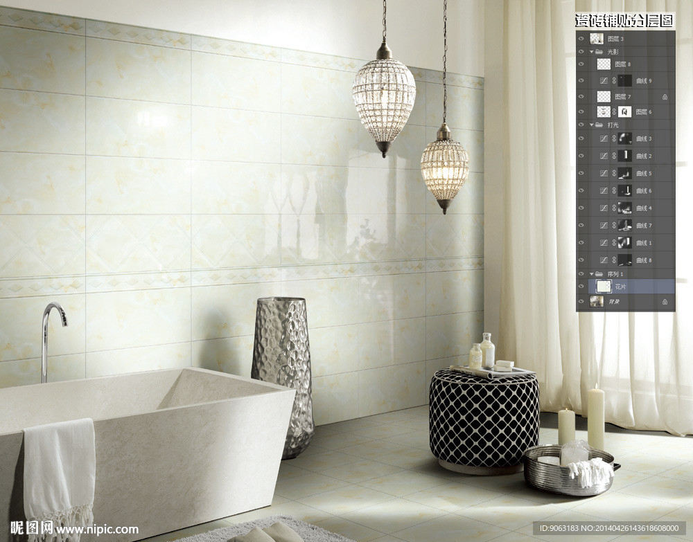 卫浴瓷砖铺贴分层图