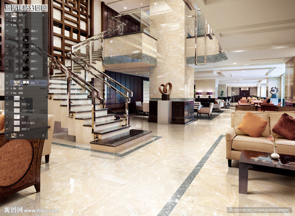 公共瓷砖铺贴分层图