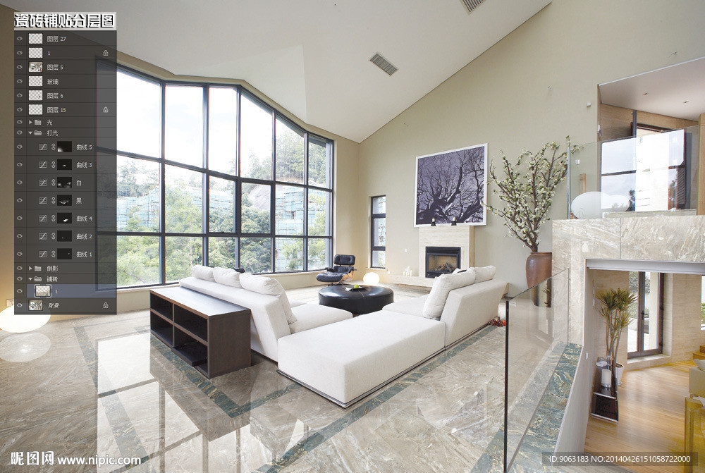 客厅瓷砖铺贴分层图