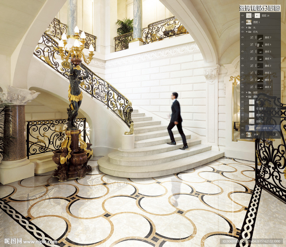 过道瓷铺贴分层图