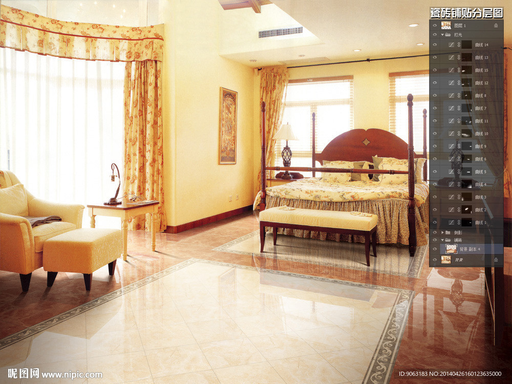 卧室瓷砖铺贴分层图