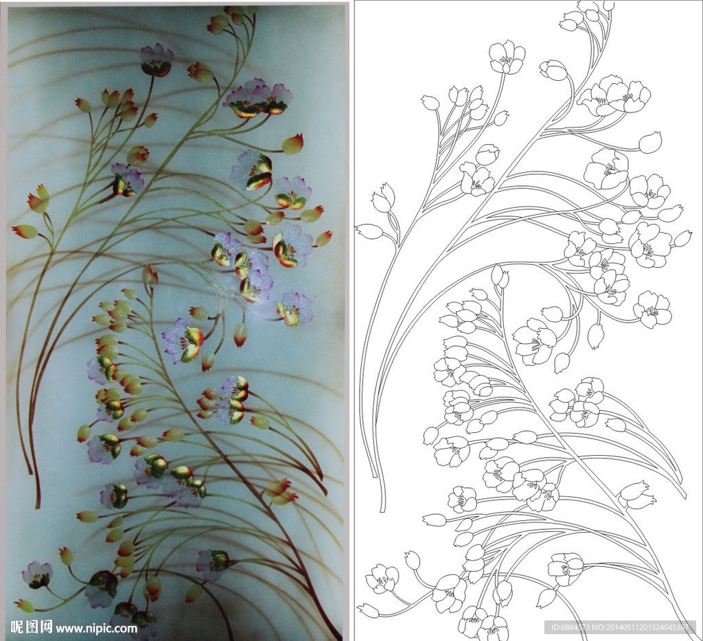小花 金色花 线条