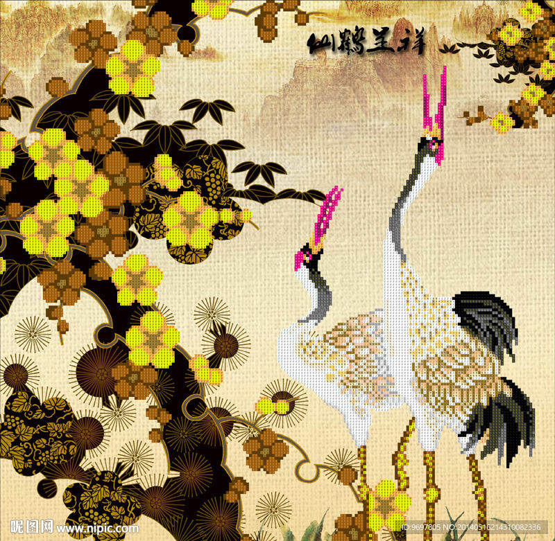 松鹤呀钻石画