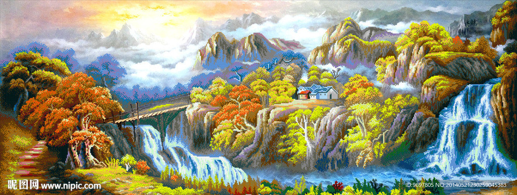 山水钻石画