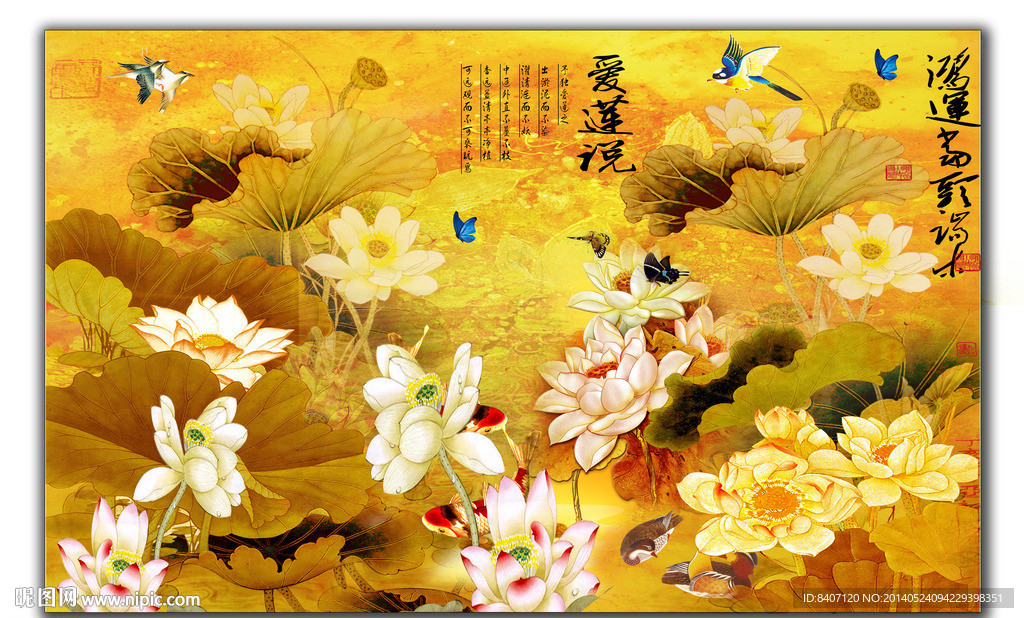 荷花国画