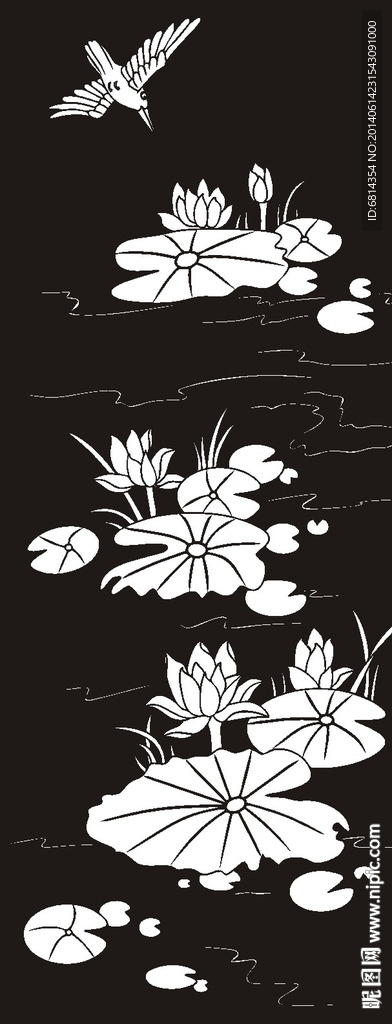 荷花 莲花 黑白图 线勾图