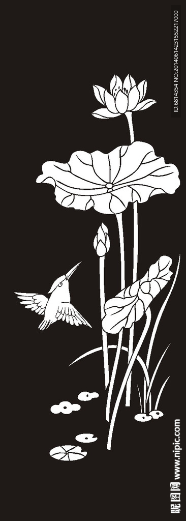 荷花 莲花 黑白图 线勾图