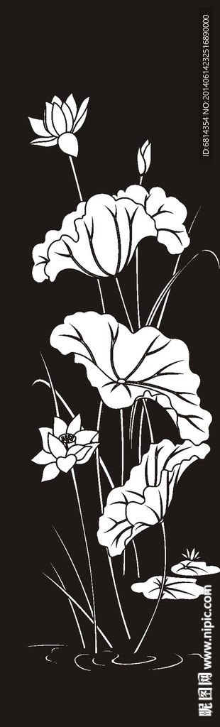 荷花 莲花 黑白图