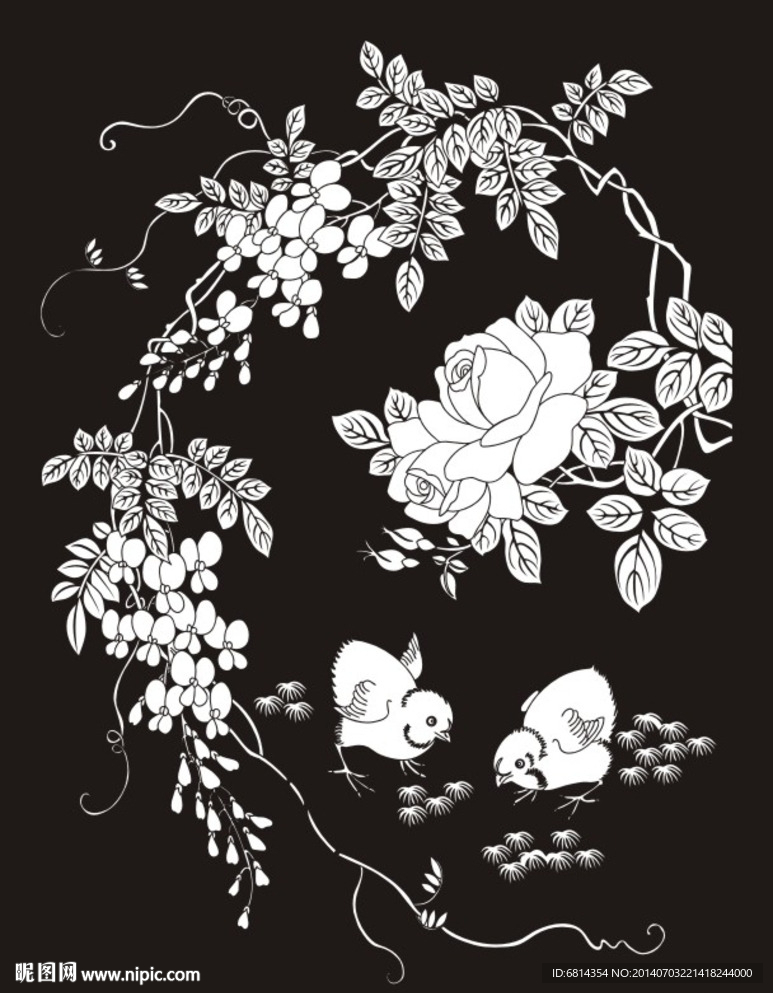 小鸡 温馨吉祥 玫瑰