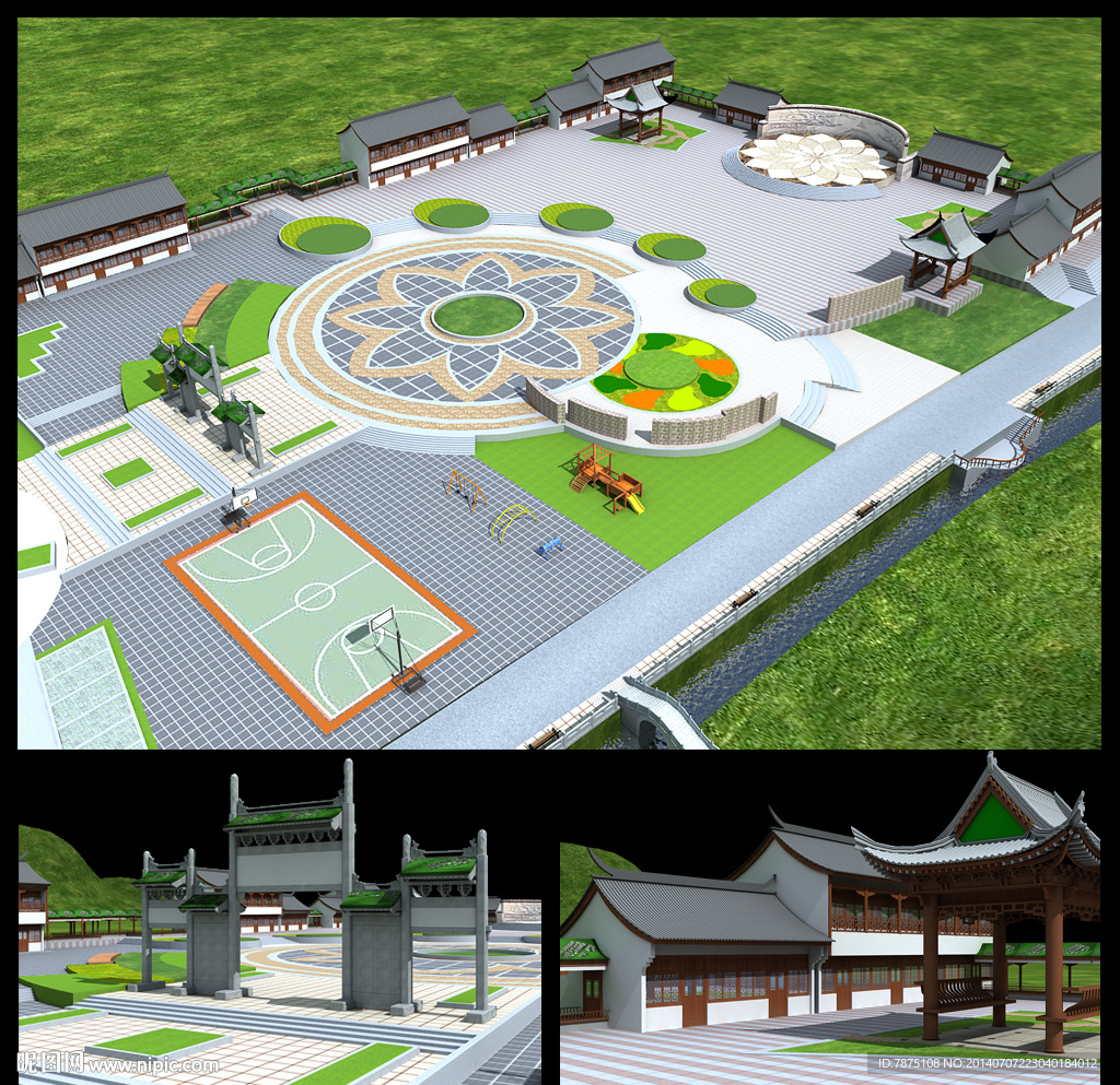 古牌楼仿清建筑(贴图）
