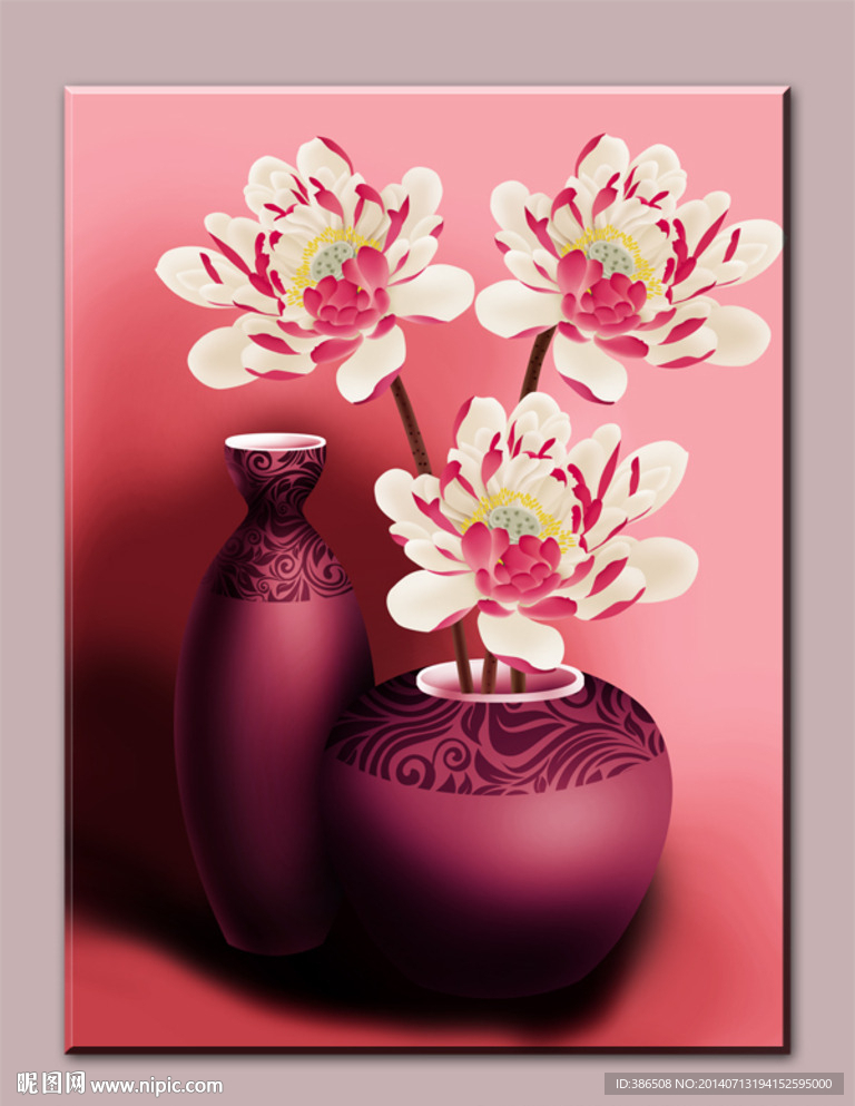 无框画荷花