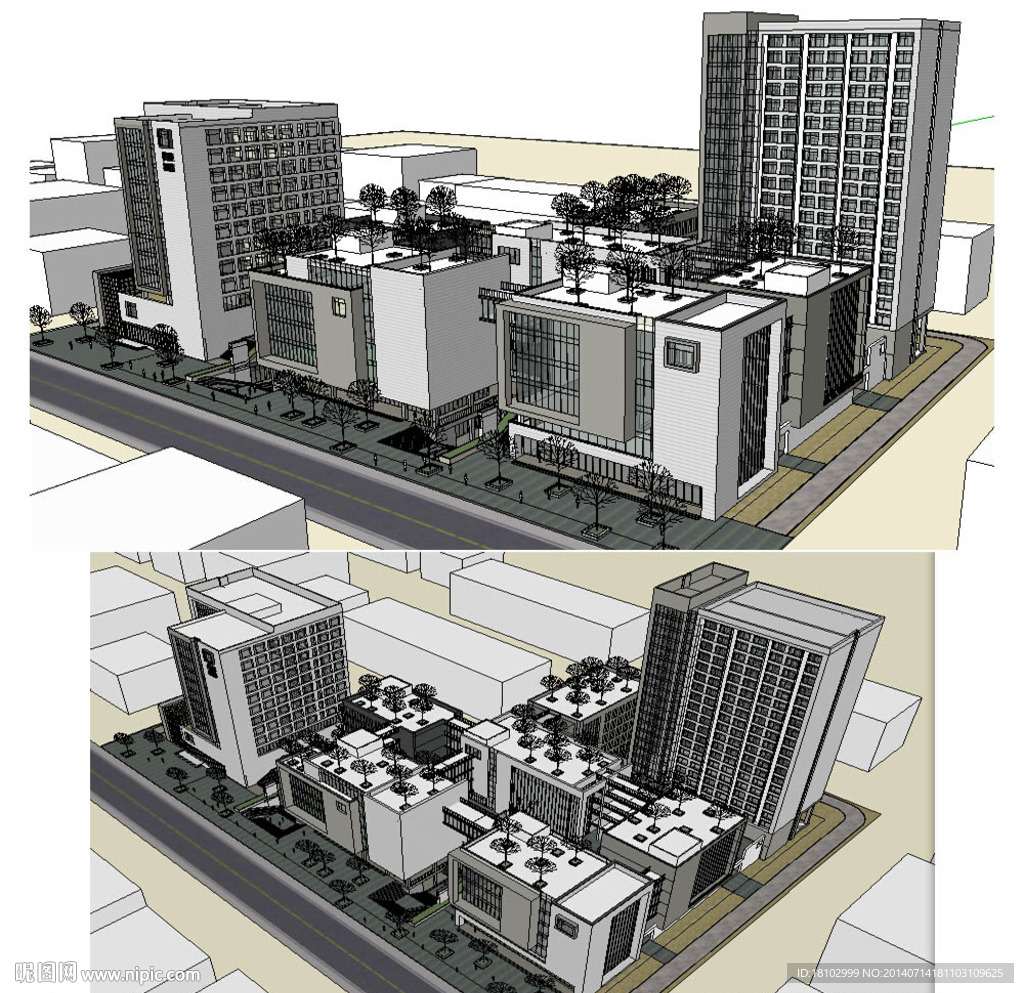 中式商业综合体建筑SU