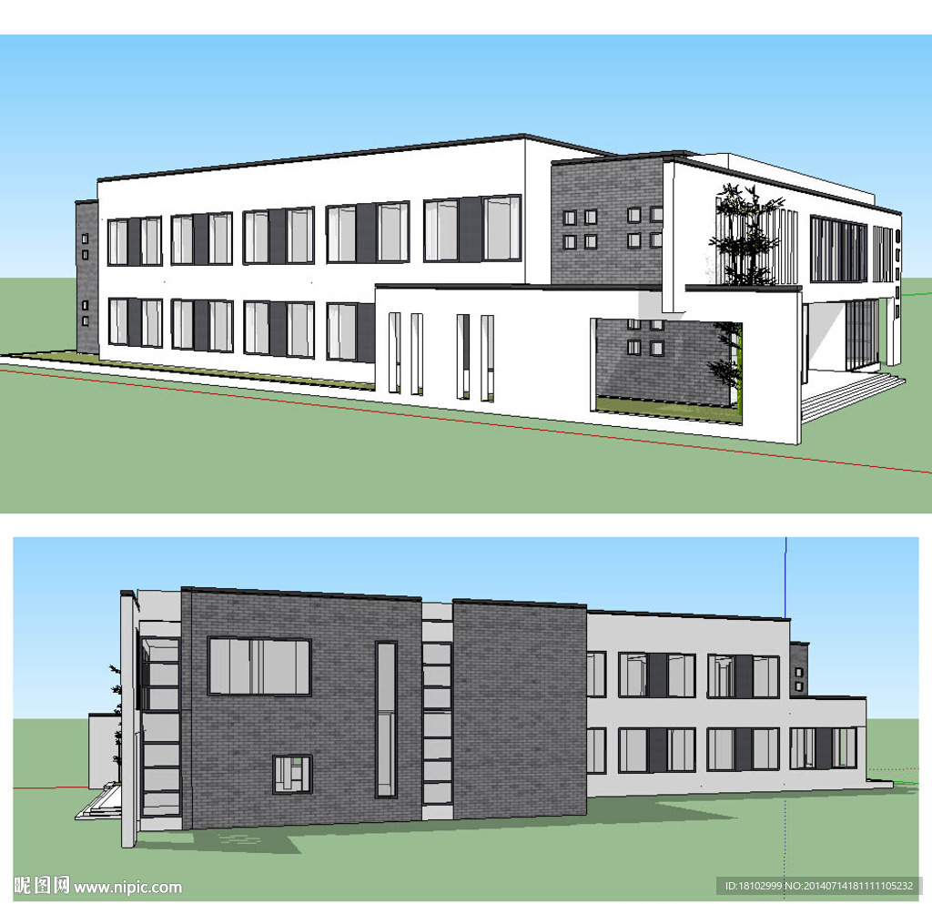 中式会所建筑SU模型