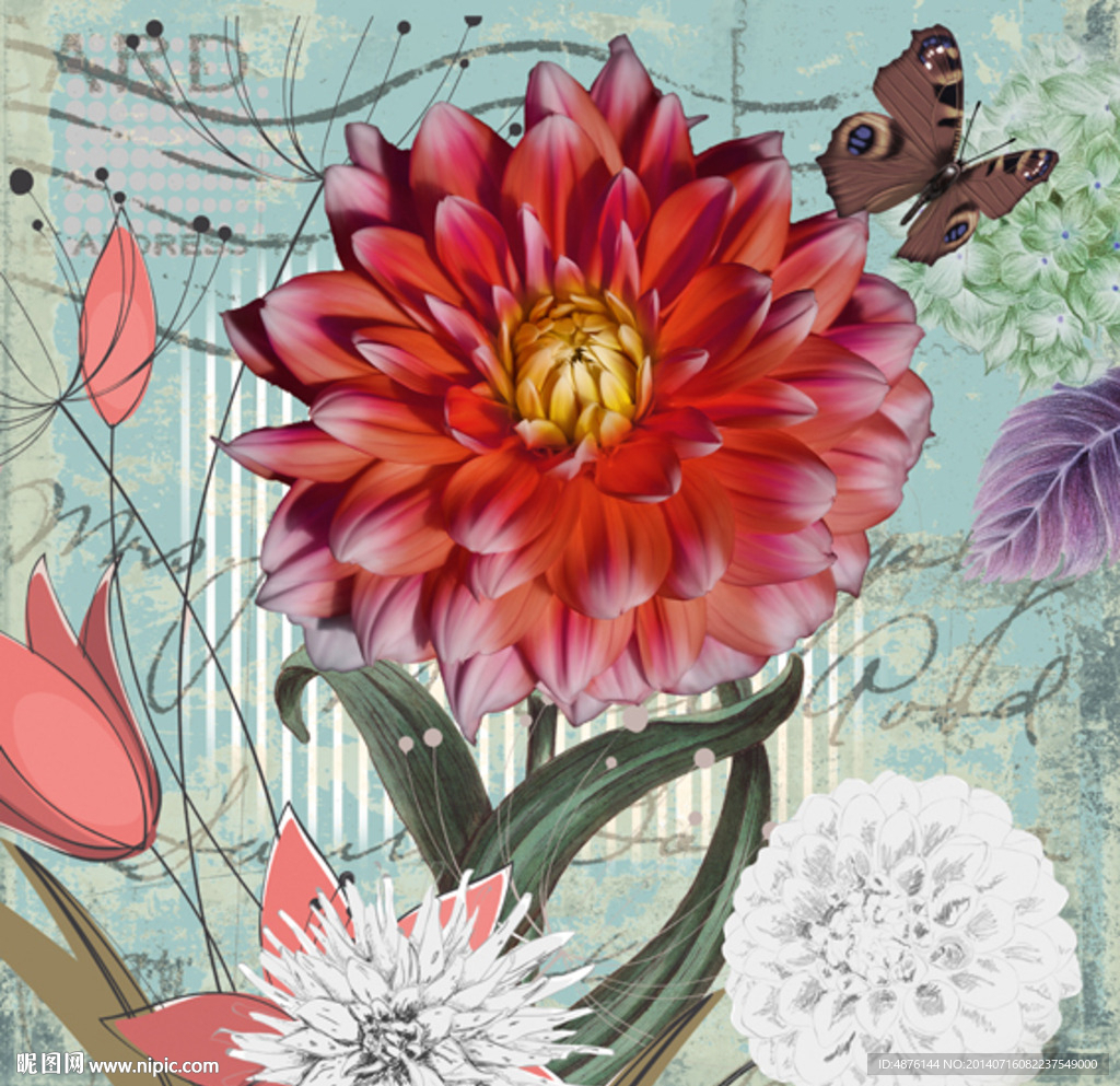 欧美花卉无框画