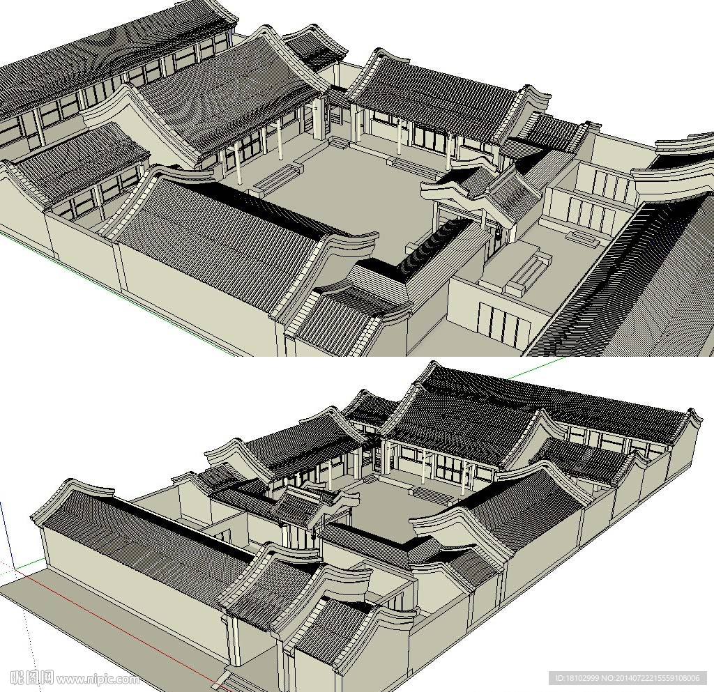 四合院建筑SU草图大师