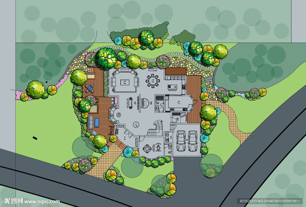 别墅庭院景观平面图