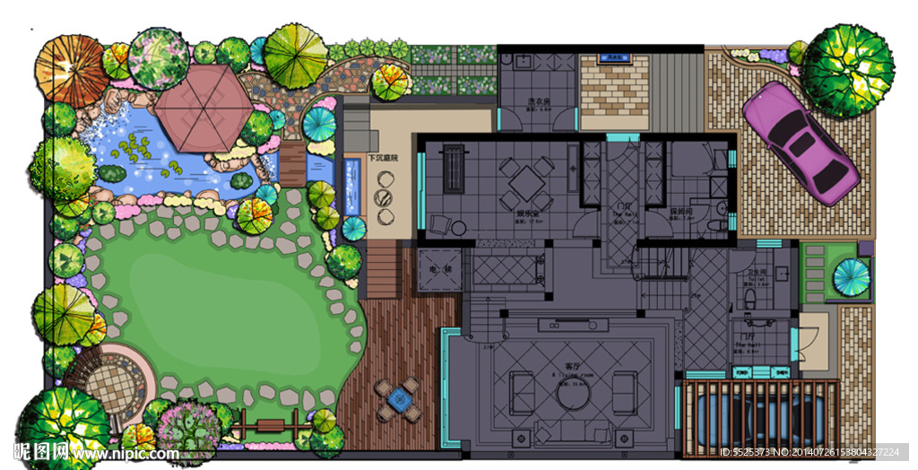 别墅庭院景观平面图