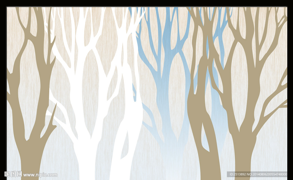 抽象树电视背景墙壁画