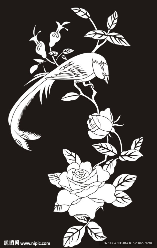 花鸟 牡丹 玫瑰 喜鹊