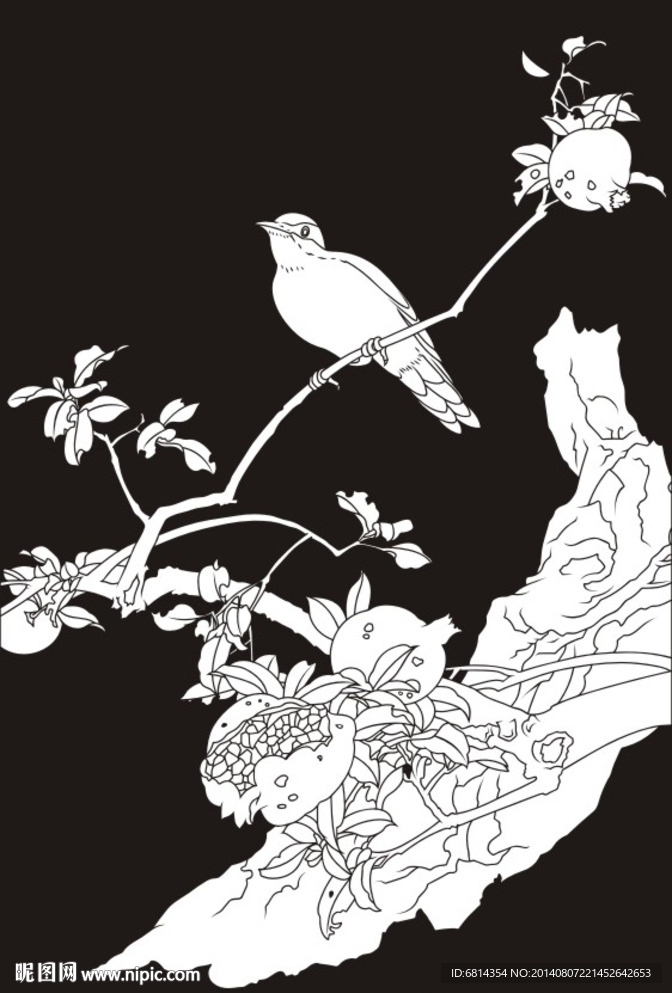 花鸟 石榴 硕果累累 
