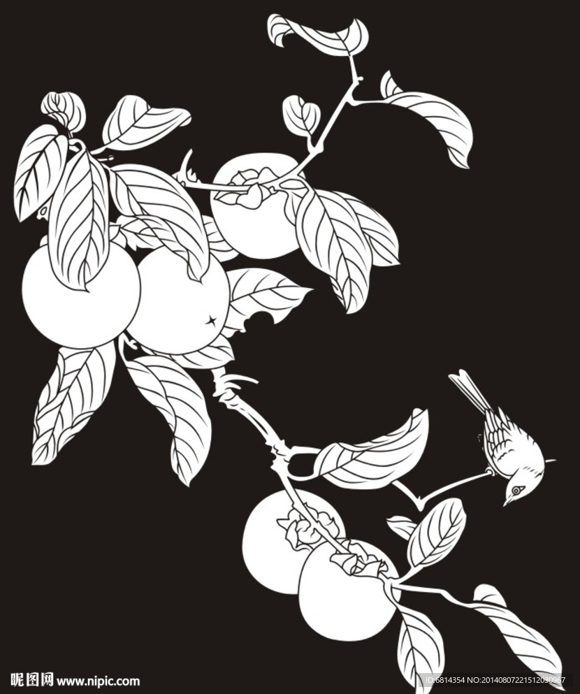 花鸟 柿子 喜鹊 平安