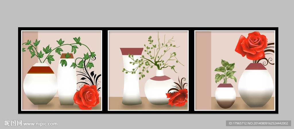 花瓶花卉水晶冰晶画