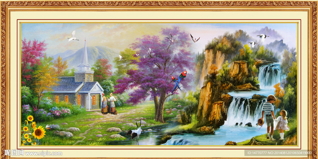 山水 油画 风景