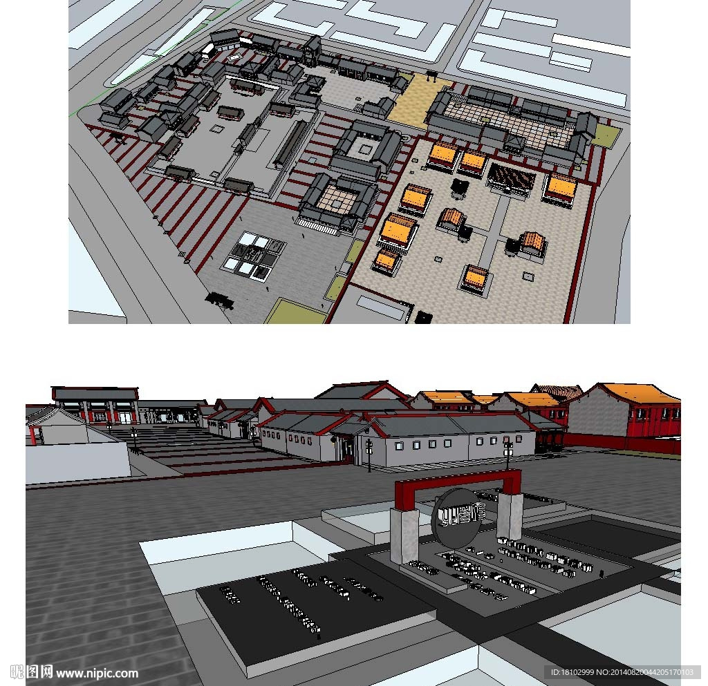 草图大师中式建筑SU建