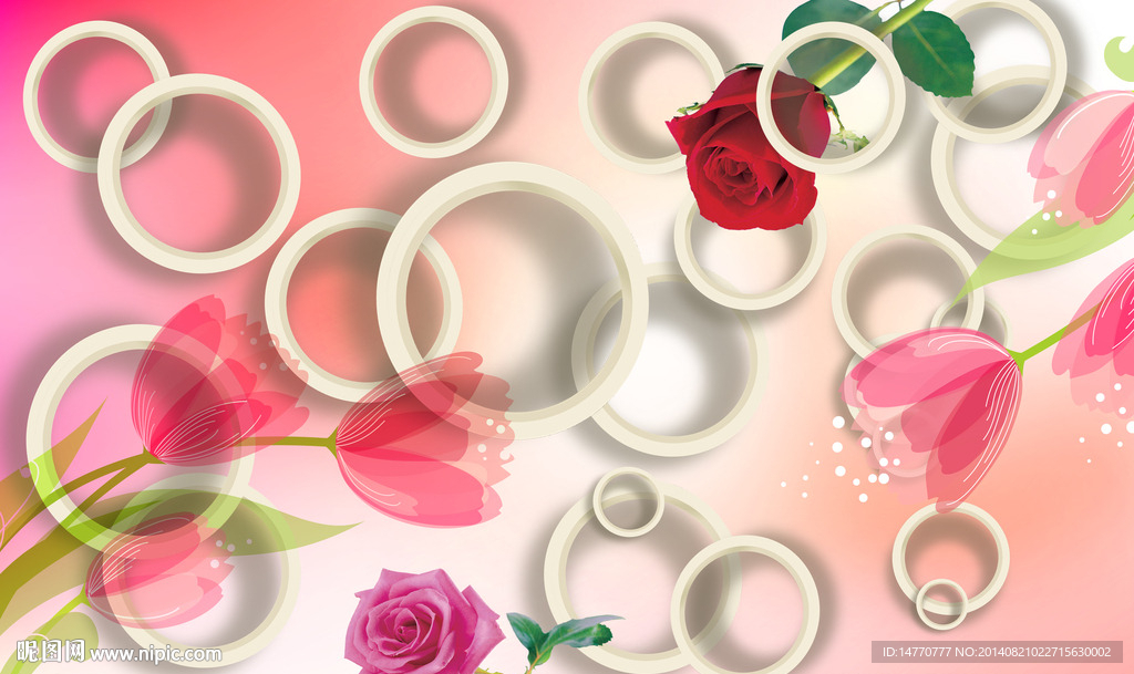 3d电视背景墙 玫瑰花