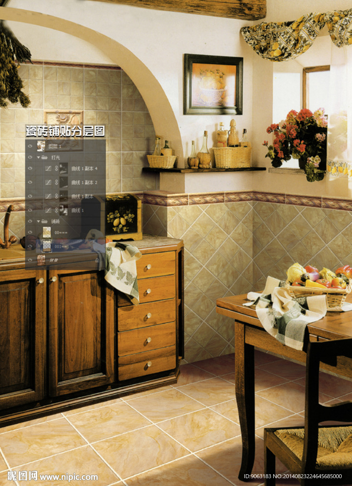 厨房空间瓷片砖瓷砖铺
