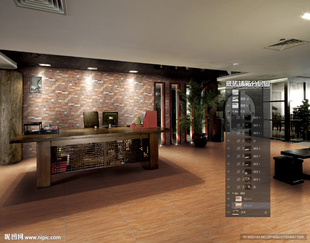 办公室玄关空间瓷砖铺