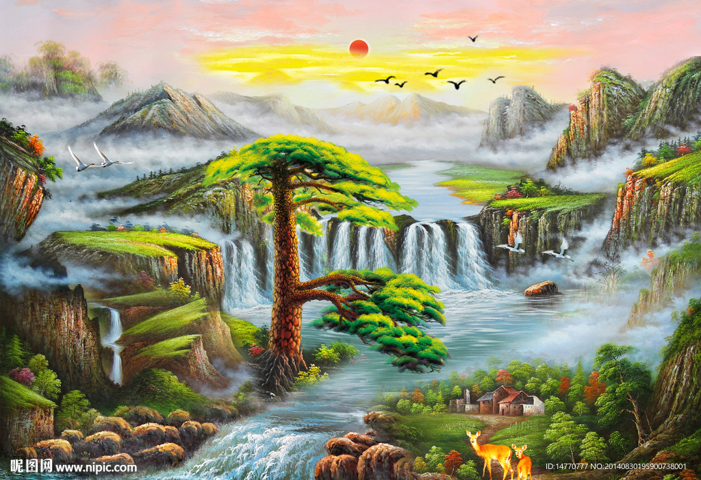 流水生财 油画