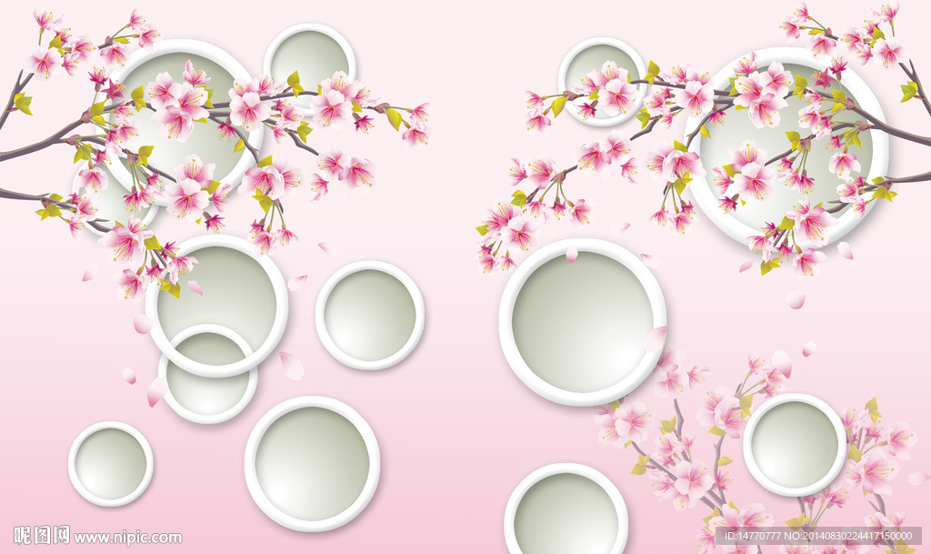 3d背景墙 桃花朵朵开