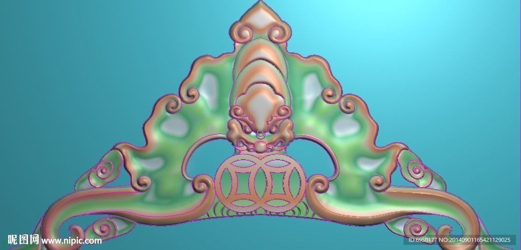 蝙蝠角花精雕灰度