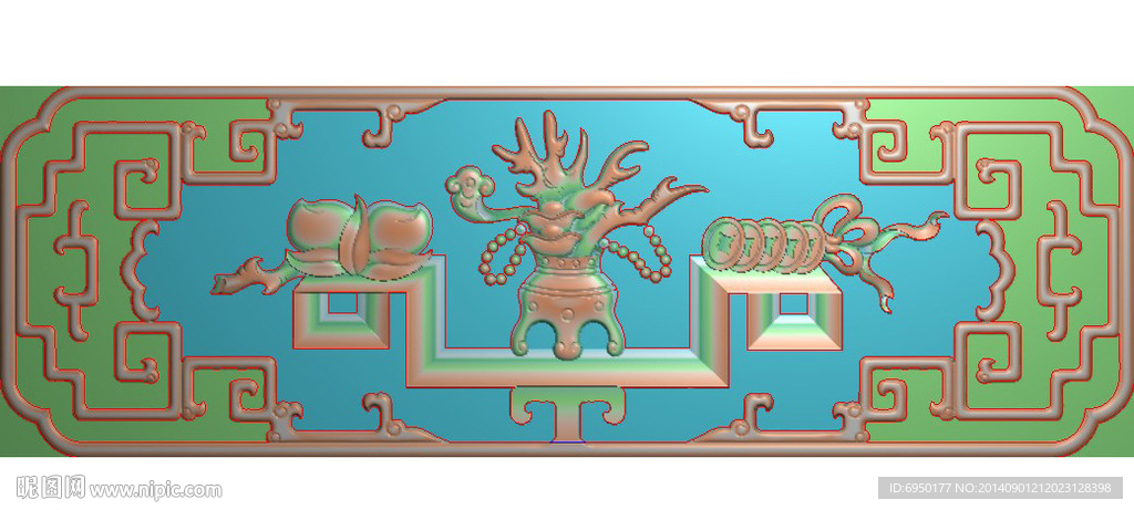 窗花铜钱如意桃子精雕