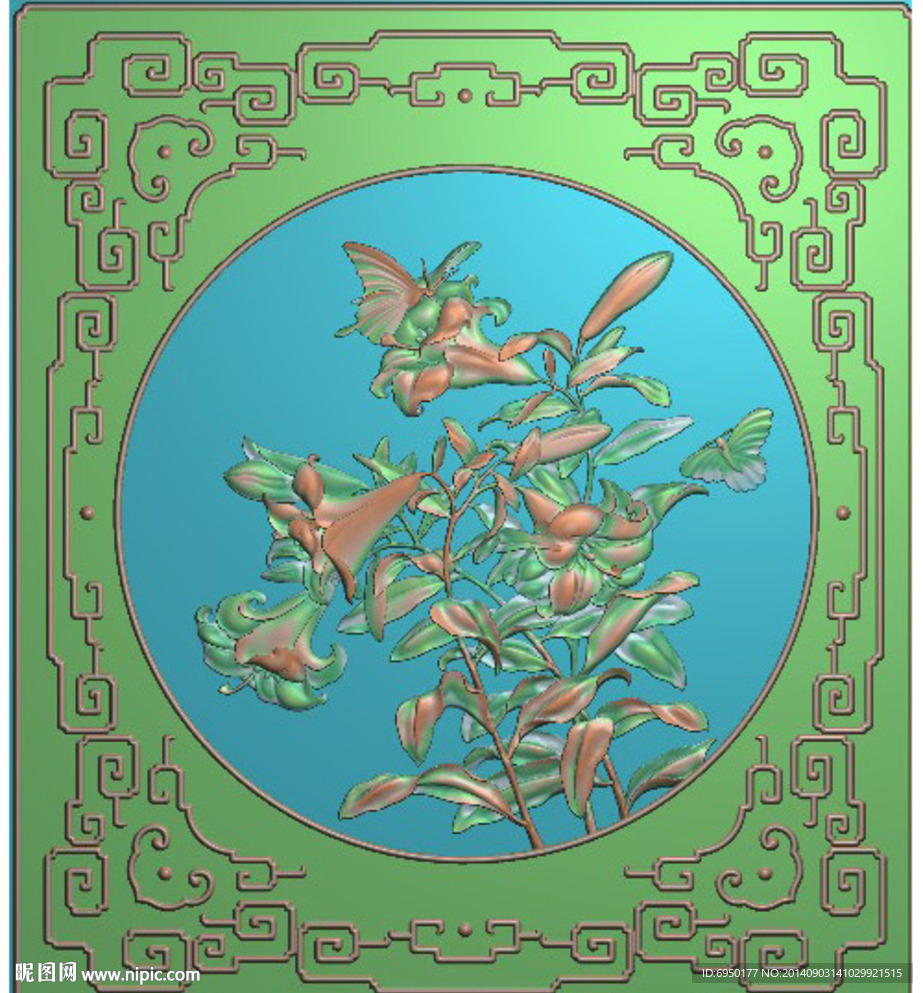 百合花精雕灰度