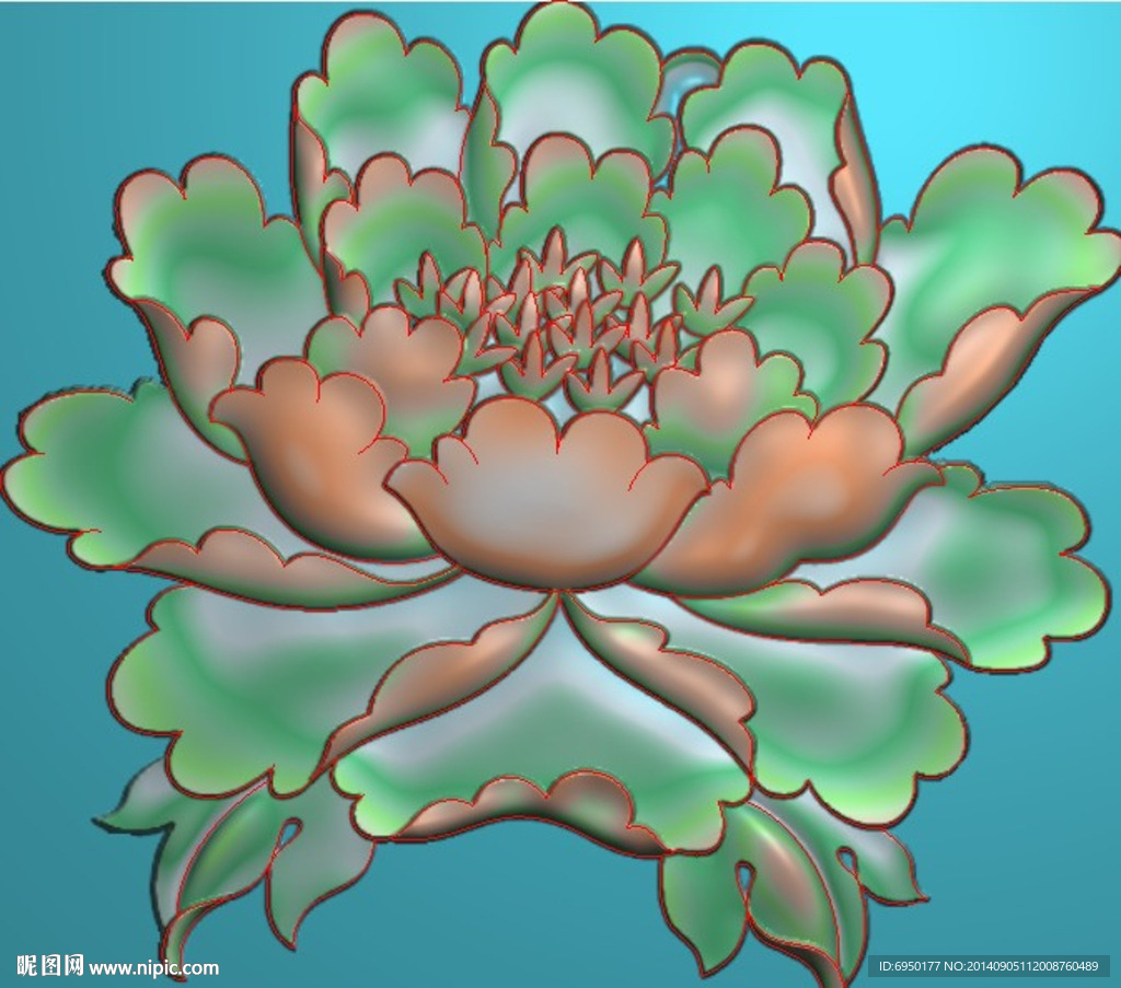 牡丹花精雕灰度