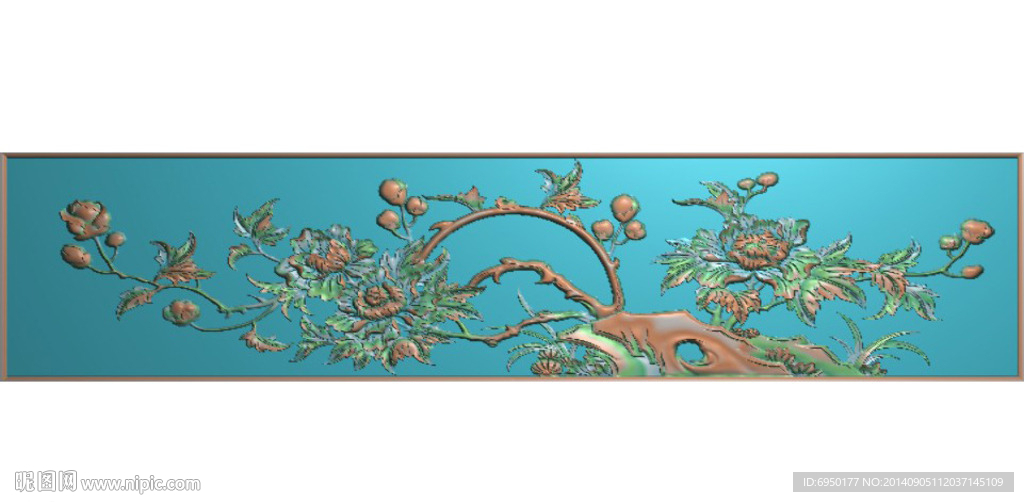 牡丹花精雕灰度