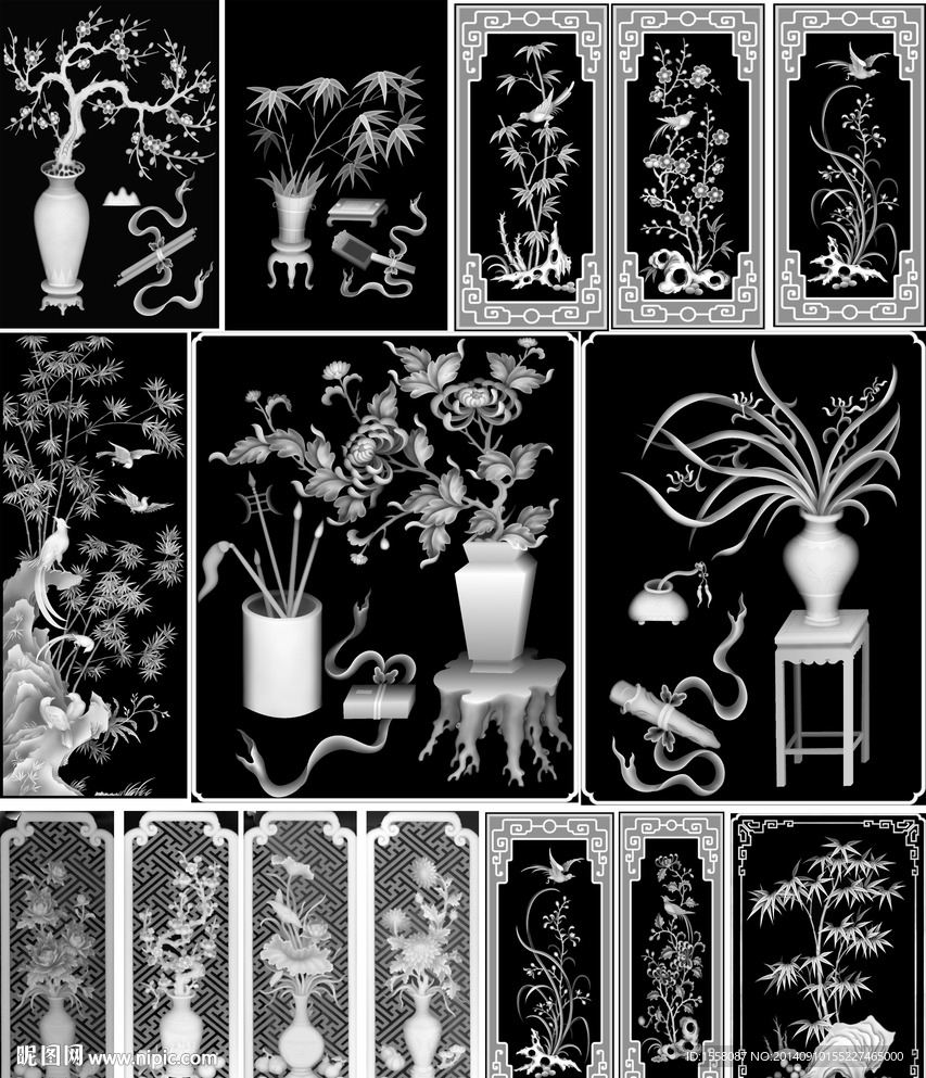 精雕竹子JDP灰度图