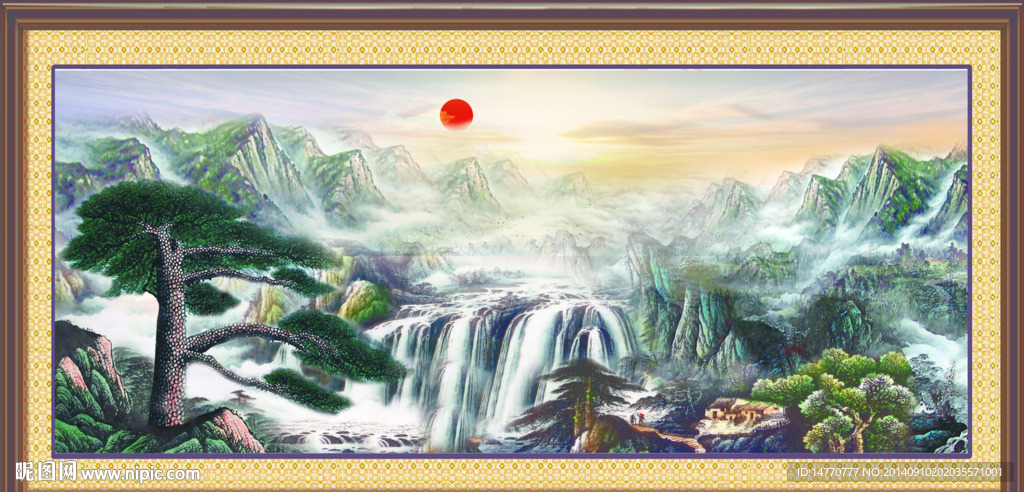 国画迎客松