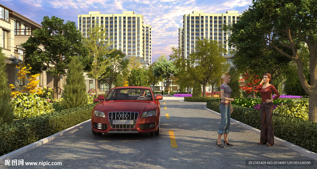 小区行车道动画镜头vray